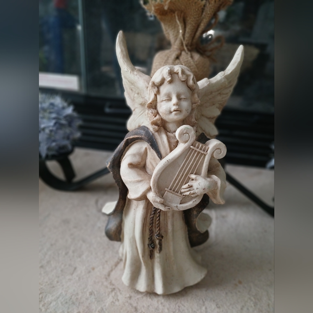 Angel Figurine With Harp